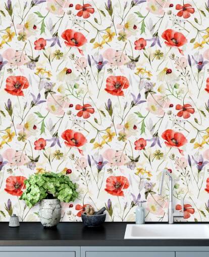 papier peint coquelicots et fleurs sauvages papier peint coquelicots et fleurs sauvages