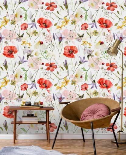 poppies and wildflowers wallpaper