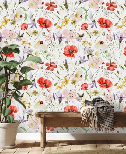 papier peint coquelicots et fleurs sauvages papier peint coquelicots et fleurs sauvages