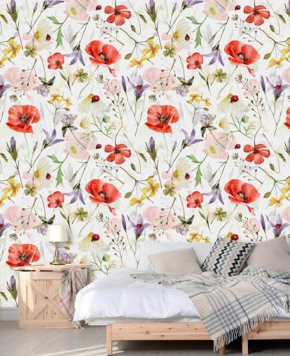 papier peint coquelicots et fleurs sauvages papier peint coquelicots et fleurs sauvages