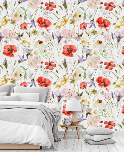 poppies and wildflowers wallpaper