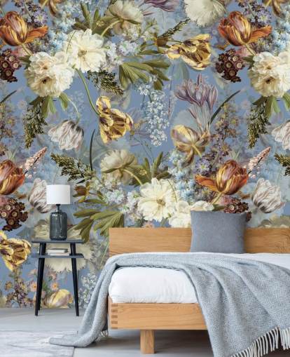 lush dutch spring flowers garden wallpaper