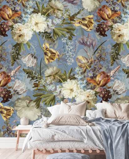 lush dutch spring flowers garden wallpaper