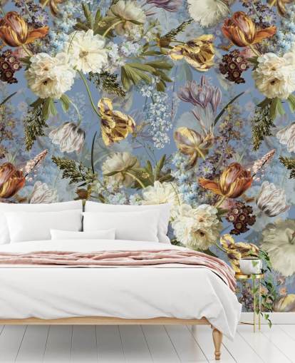 lush dutch spring flowers garden wallpaper