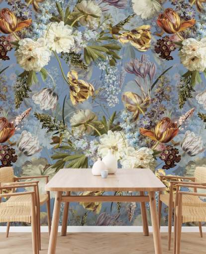 fleurs de printemps hollandaises luxuriantes papier peint