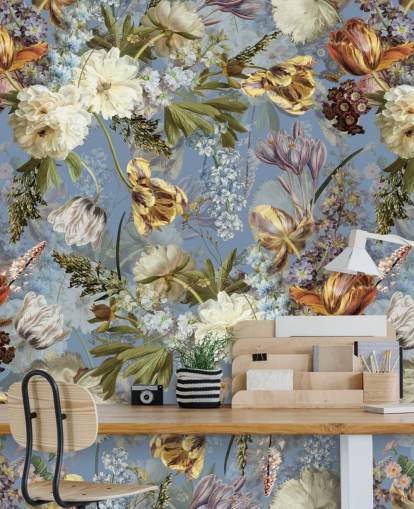 lush dutch spring flowers garden wallpaper