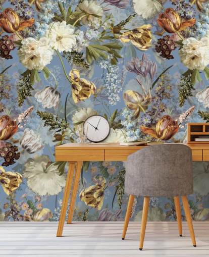 lush dutch spring flowers garden wallpaper