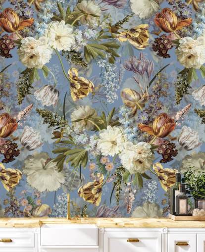 lush dutch spring flowers garden wallpaper