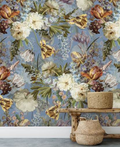 fleurs de printemps hollandaises luxuriantes papier peint