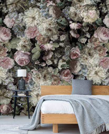 pastel toned vintage flowers wallpaper