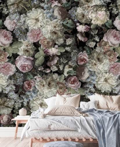 pastelkleurige vintage bloemen behang