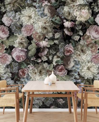 pastel toned vintage flowers wallpaper