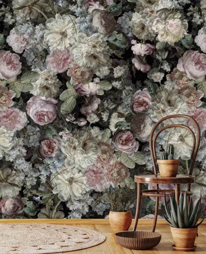 pastell tonade vintage blommor tapeter