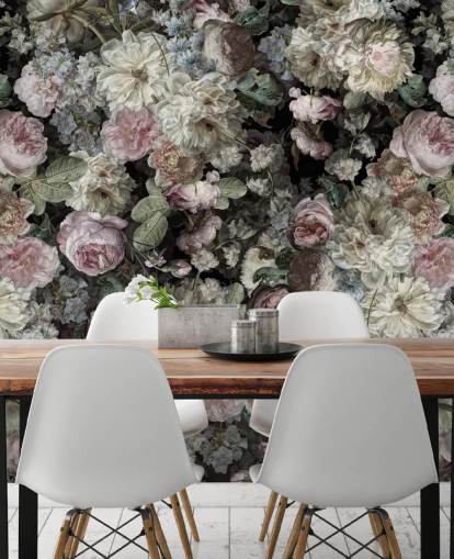 pastel toned vintage flowers wallpaper