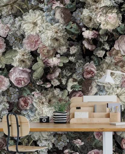 papier peint de fleurs vintage aux tons pastel