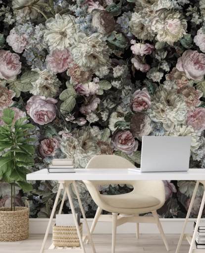 pastel toned vintage flowers wallpaper