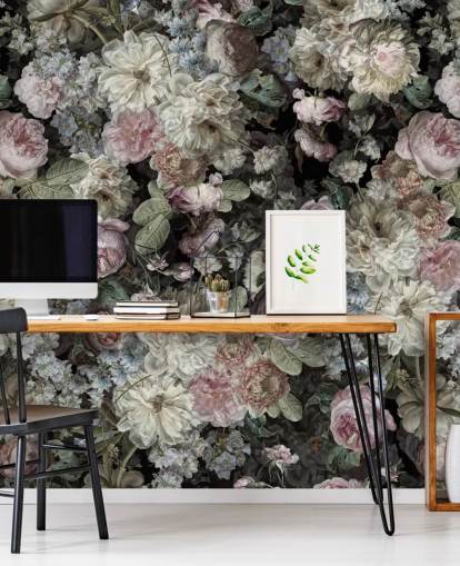 papel de parede de flores vintage em tons pastel