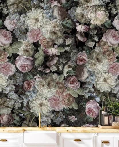 pastel toned vintage flowers wallpaper