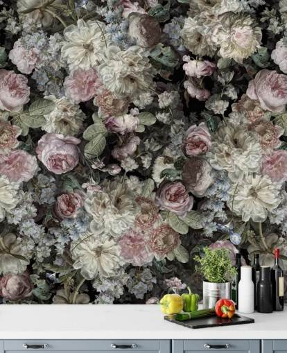 pastel toned vintage flowers wallpaper