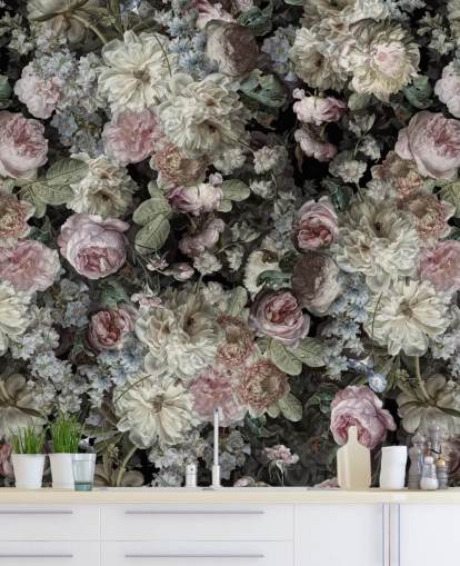 pastel toned vintage flowers wallpaper