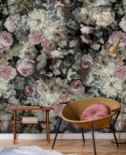 pastell tonet vintage blomster tapet