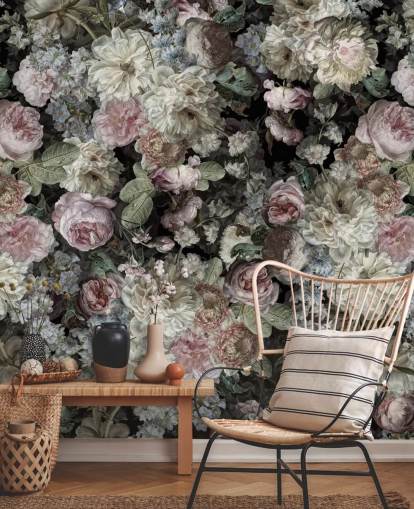 pastel toned vintage flowers wallpaper