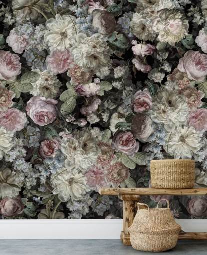 pastel toned vintage flowers wallpaper