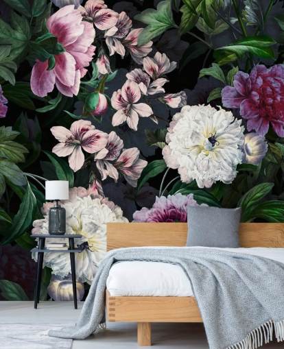 lila und cremefarbene Blumen Tapete lila und cremefarbene Blumen Tapete