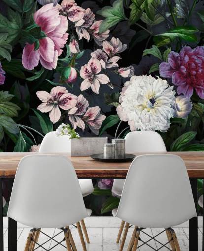 papel pintado flores moradas y blanquec papel pintado flores moradas y blanquec