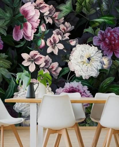 lila und cremefarbene Blumen Tapete lila und cremefarbene Blumen Tapete