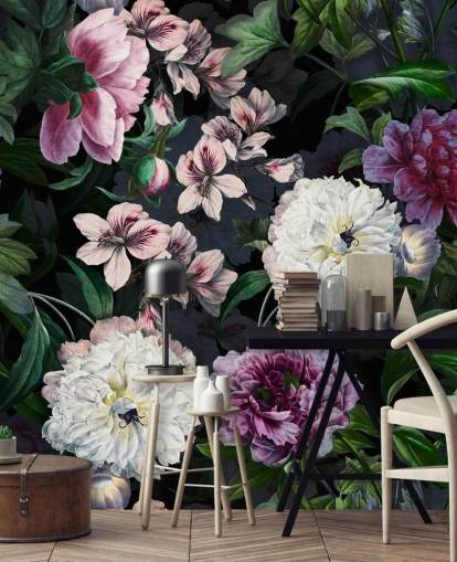 lila und cremefarbene Blumen Tapete