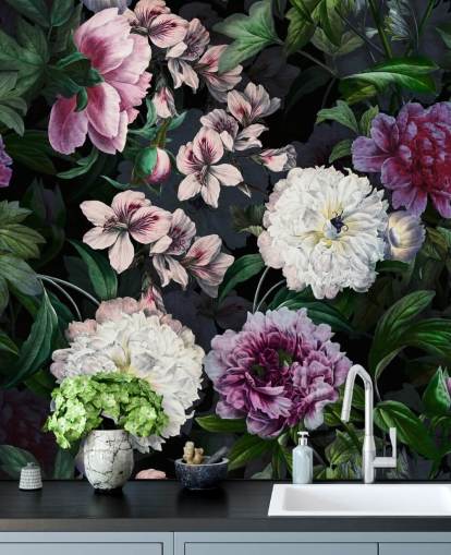 papel pintado flores moradas y blanquec papel pintado flores moradas y blanquec