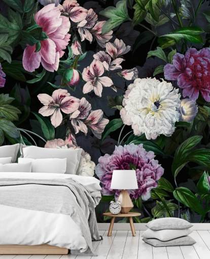 lila und cremefarbene Blumen Tapete