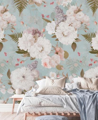 papel pintado peonía rosa claro y blanco papel pintado peonía rosa claro y blanco