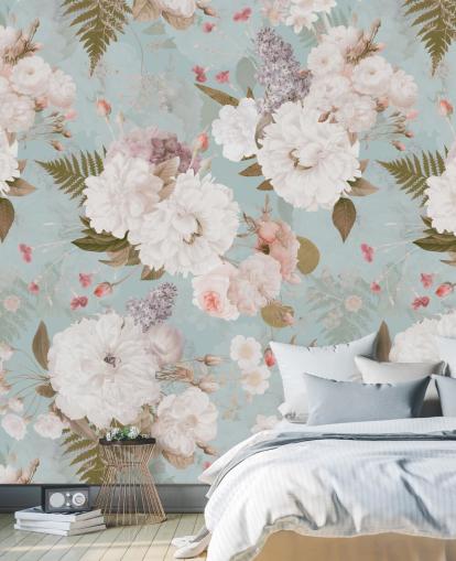 papel de parede de peônia rosa claro e branco papel de parede de peônia rosa claro e branco