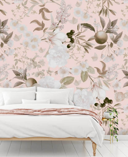 vintage blush eksotiske pæoner og tropiske frugter haven tapet vintage blush eksotiske pæoner og tropiske frugter haven tapet