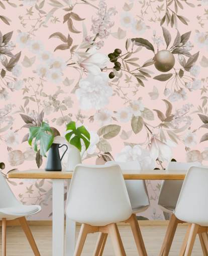 peônias exóticas vintage blush e papel de parede de jardim de frutas tropicais peônias exóticas vintage blush e papel de parede de jardim de frutas tropicais