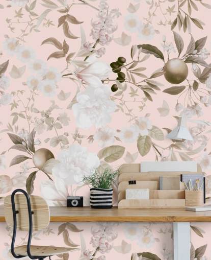 peônias exóticas vintage blush e papel de parede de jardim de frutas tropicais peônias exóticas vintage blush e papel de parede de jardim de frutas tropicais