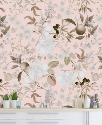 papier peint vintage blush pivoines exotiques et fruits tropicaux papier peint vintage blush pivoines exotiques et fruits tropicaux