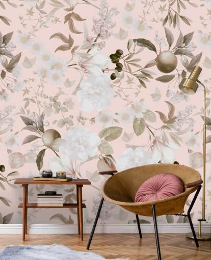 Vintage Blush exotische Pfingstrosen und tropische Früchte Gartent Vintage Blush exotische Pfingstrosen und tropische Früchte Gartent