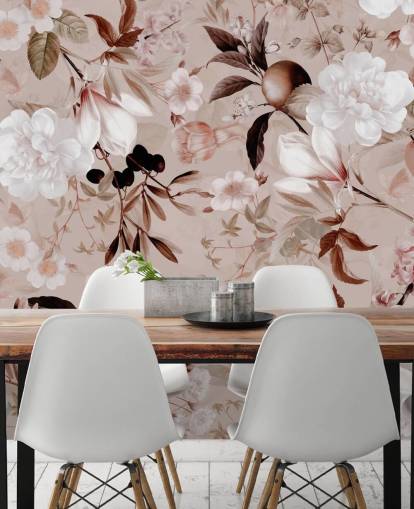 stoffig roze bloemenbehang stoffig roze bloemenbehang