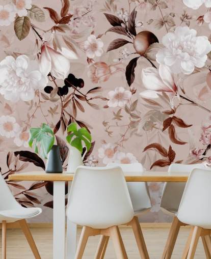 dusty pink floral wallpaper