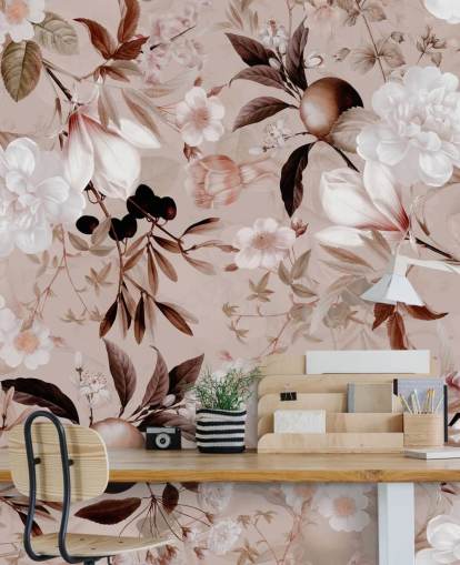 papel pintado floral rosa polvoriento papel pintado floral rosa polvoriento