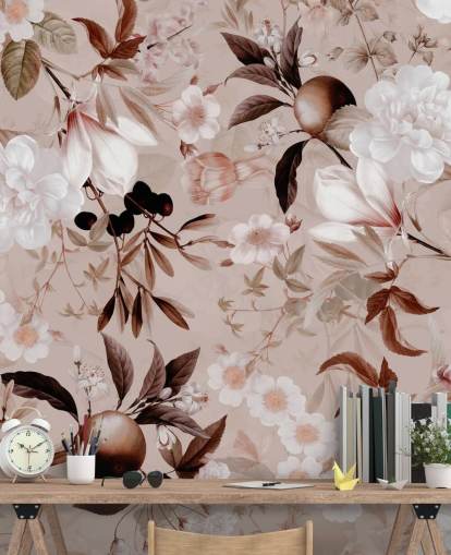 dusty pink floral wallpaper