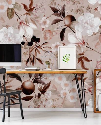 dusty pink floral wallpaper