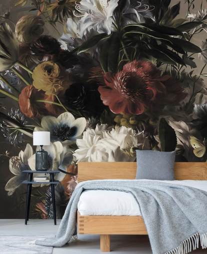 groot boeket met anemonen behang