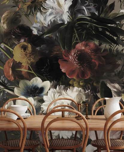 groot boeket met anemonen behang