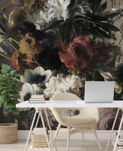 groot boeket met anemonen behang