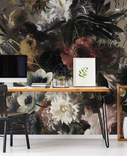 groot boeket met anemonen behang