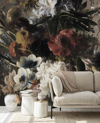 gros bouquet avec des anémones papier peint